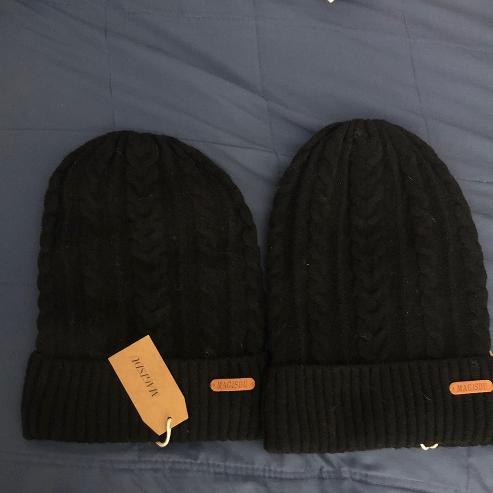 Lot of 2 Wool Beanie for Women Winter Hats Slouchy Knit Wool